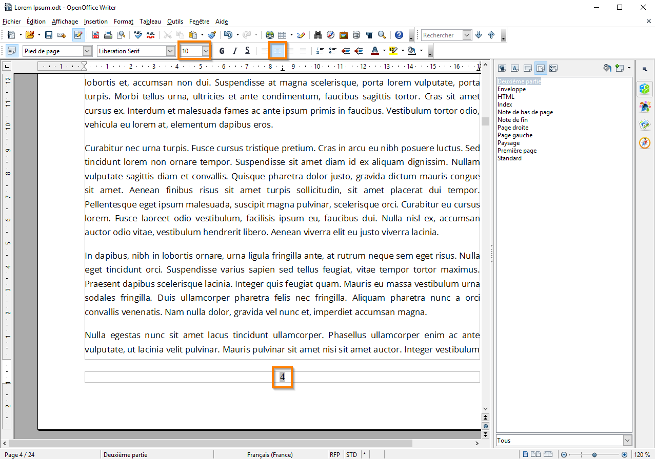 Utiliser des sections dans Open Office étape 11