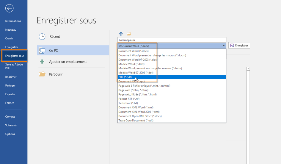 Comment imprimer un document avec Word