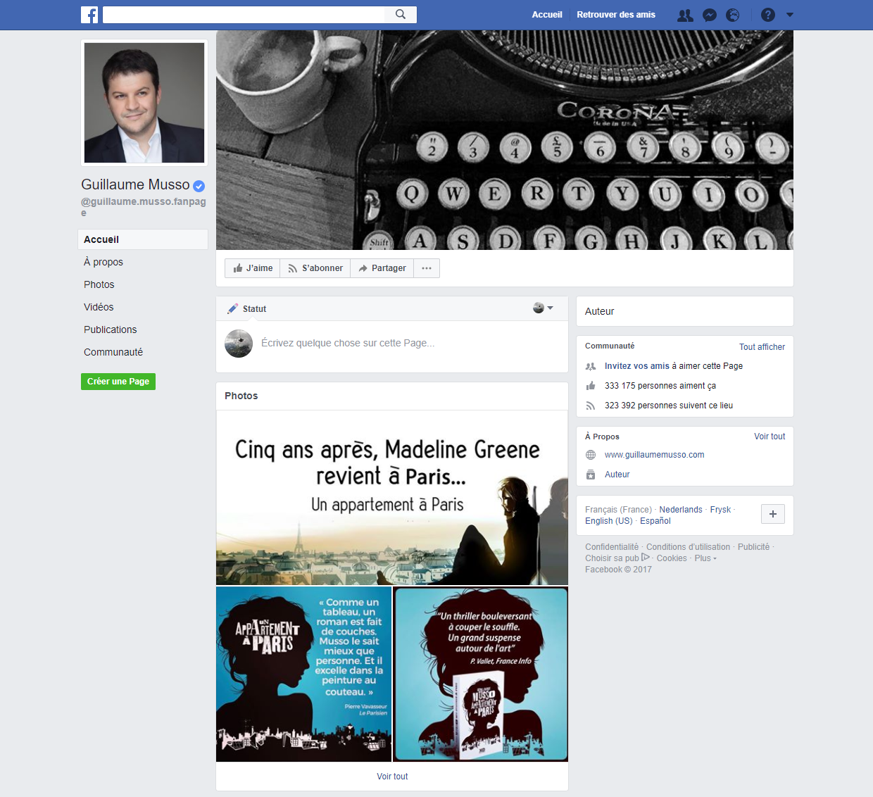 Facebook Guillaume Musso